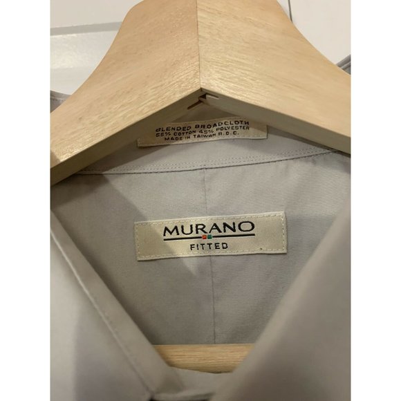 Murano Fitted Men's Long Sleeve Shirt Button Front Gray  Sz 17 1/2” 35  XL‎ - Picture 2 of 7